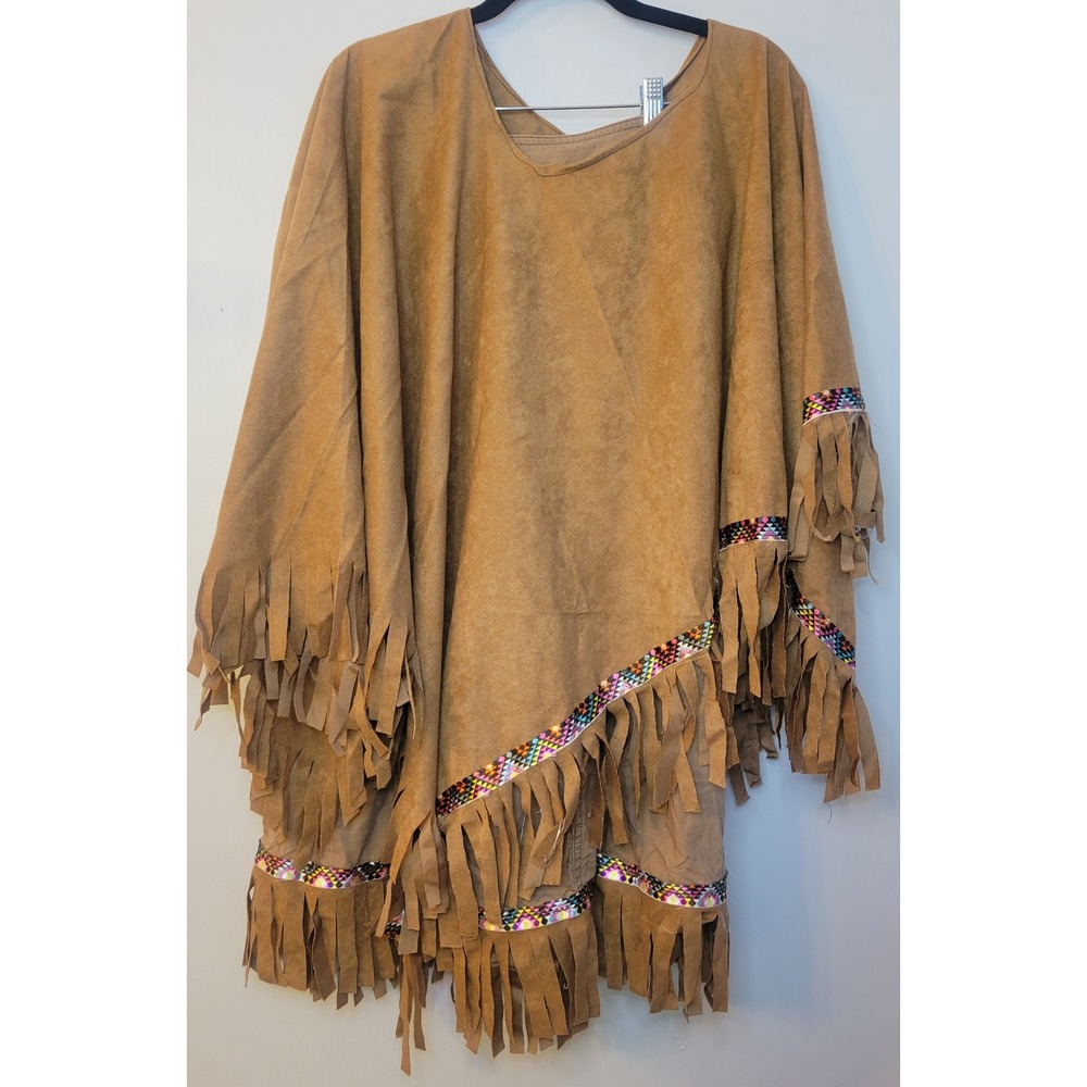 Coldwater Creek Brown Tencel Skirt & Fringe Poncho Set Renaissance Prairie Boho
